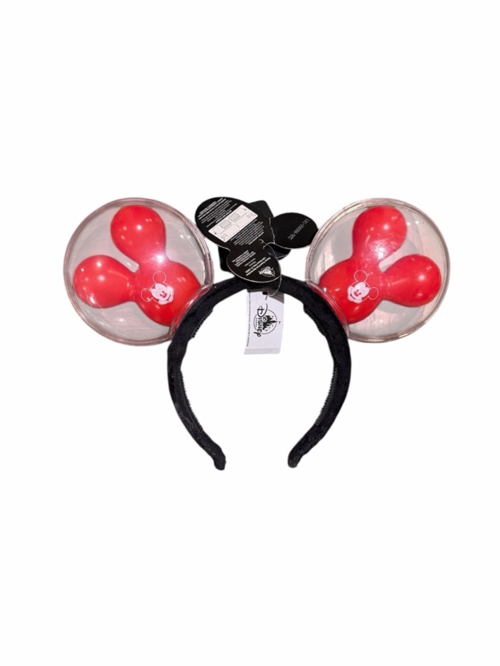 Disney Black Headband with Clear Bubble Ears and Red Light Up Mickey Inserts